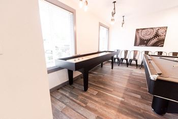 a game room with a pool table and chairs at Notch 8, Washington, 98444